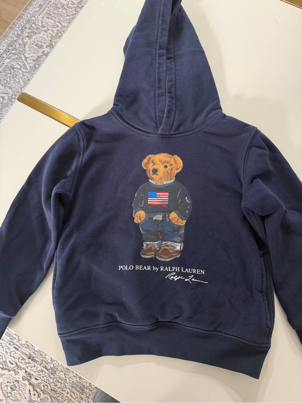 Ralph Lauren Kids Bear Graphic Navy Pullover Hoodie